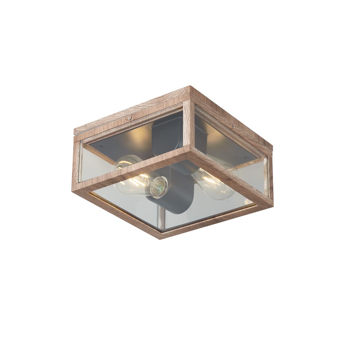Priemyselné stropné svietidlo s drevenou potlačou IP44 2-Lights - Charlois 1