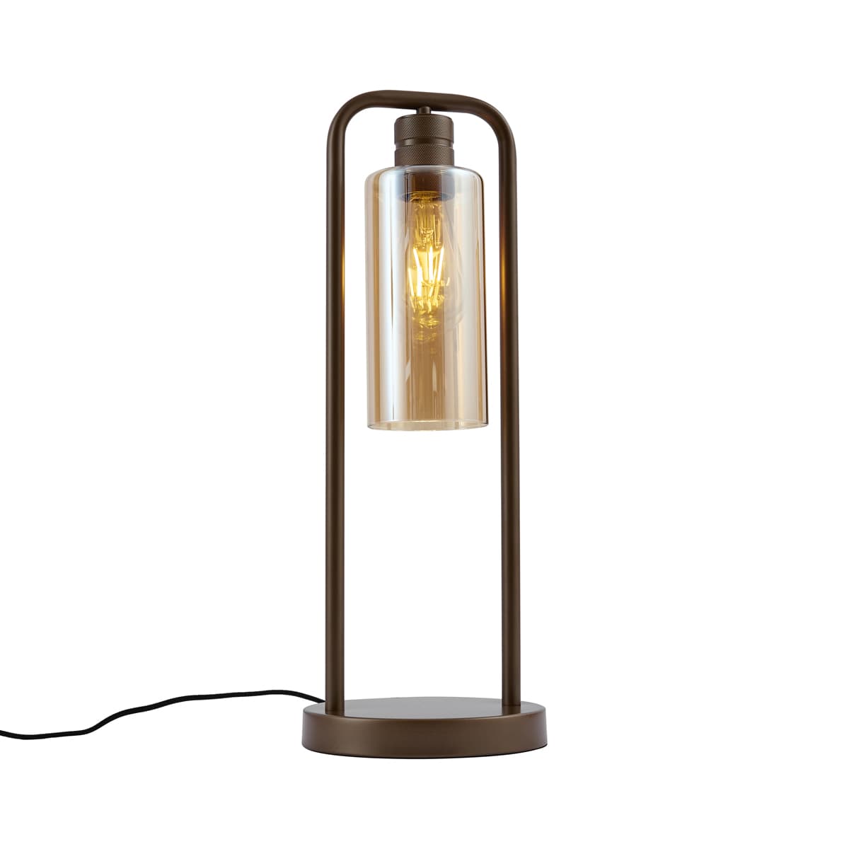 Stolná lampa Hotel Chic tmavý bronz s jantárovým sklom - Stavelot 1