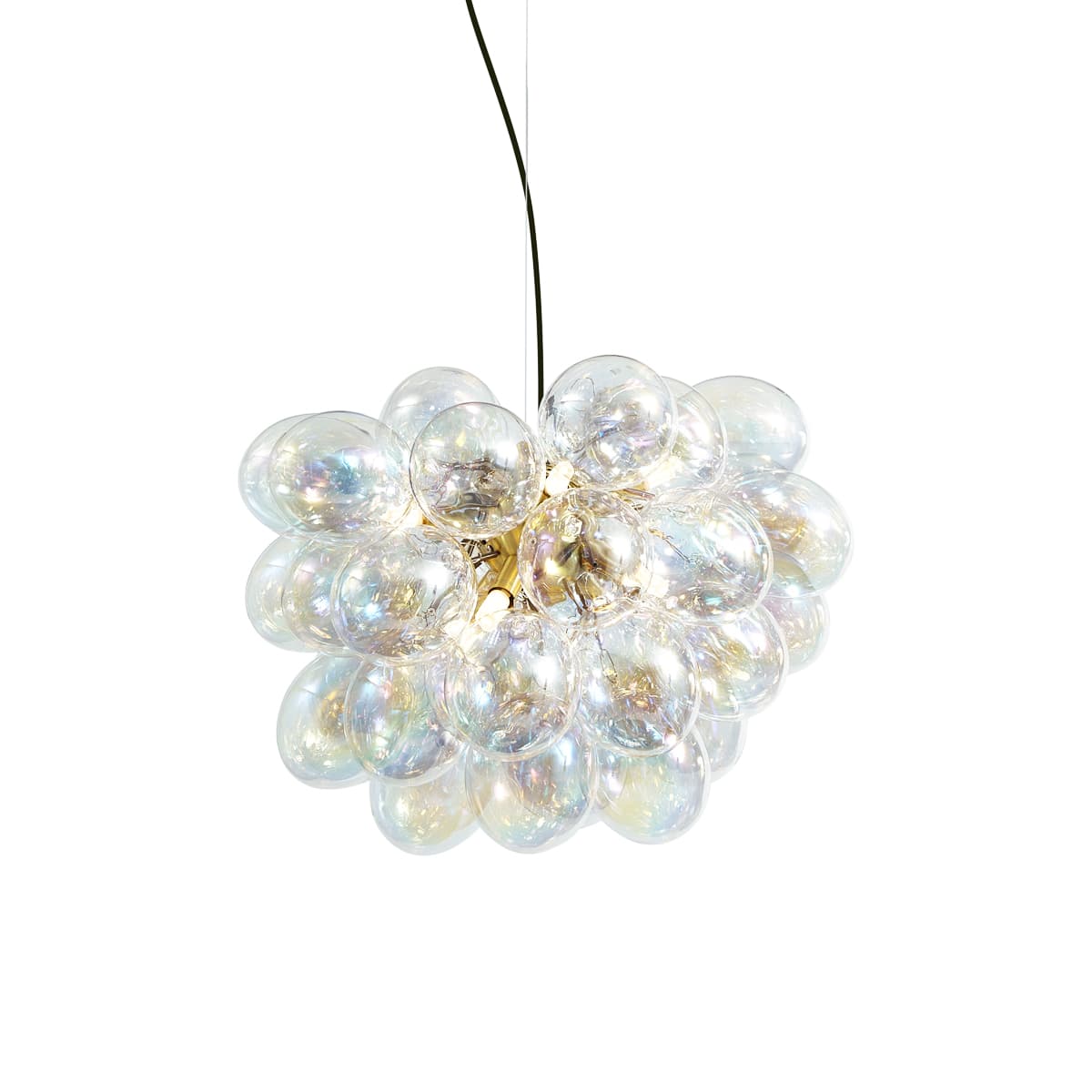 Art Deco závesná lampa zlatá s dúhovým sklom 50cm 8-svetiel - Uvas