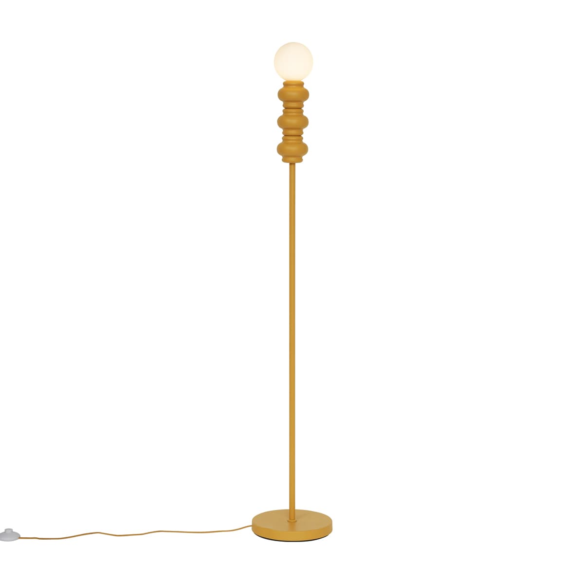 Retro stojacia lampa horčicovo žltá s matným sklom - Fedde 1
