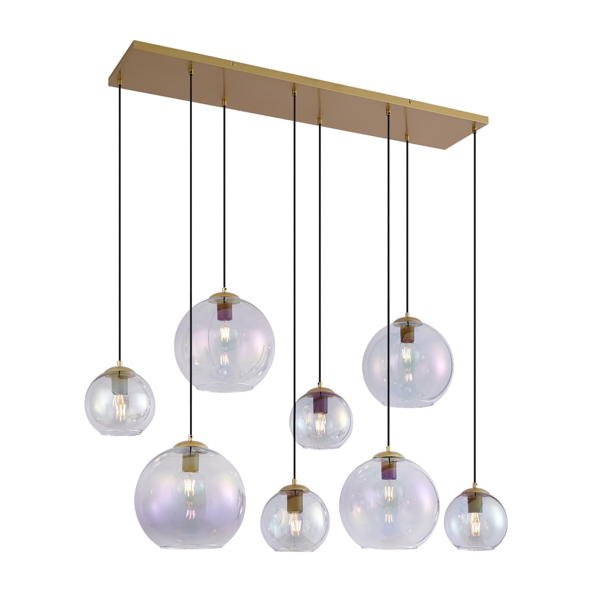 Art Deco závesná lampa zlatá s dúhovým sklom 8-Lights - Sandra 1