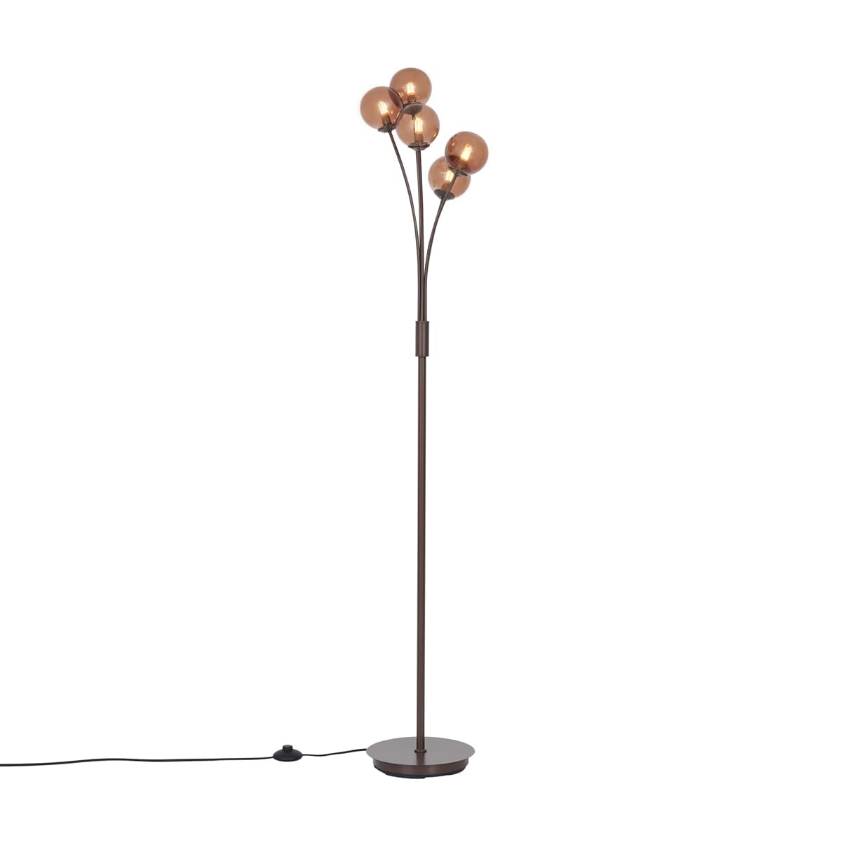Dizajnová stojaca lampa bronzová s bronzovým sklom 5-svetiel - Atény