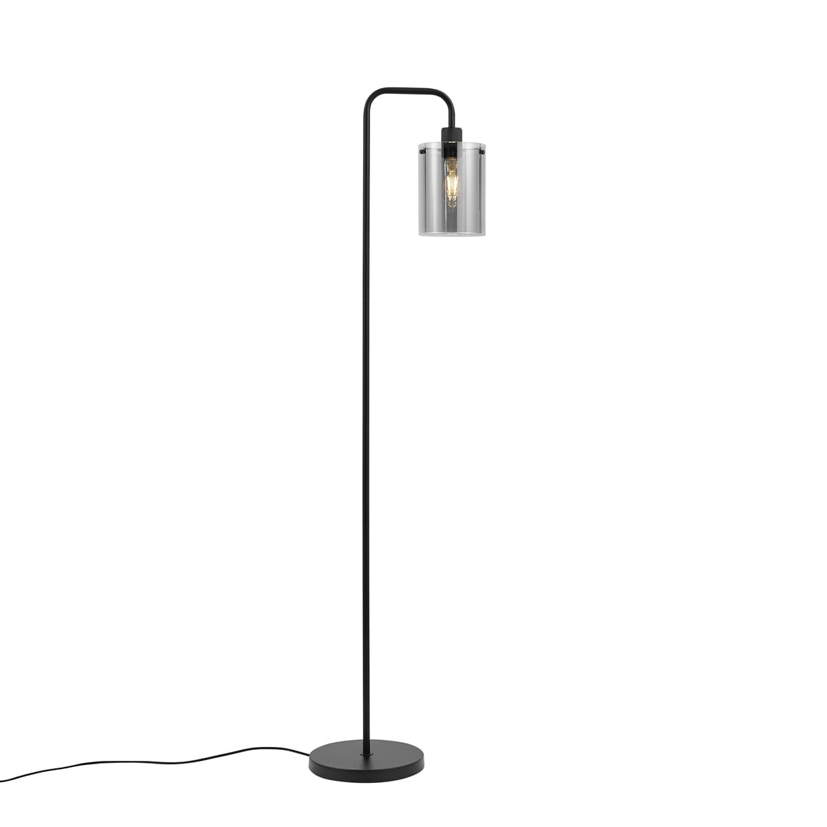 Dizajnová stojaca lampa čierna s dymovým sklom - Domo
