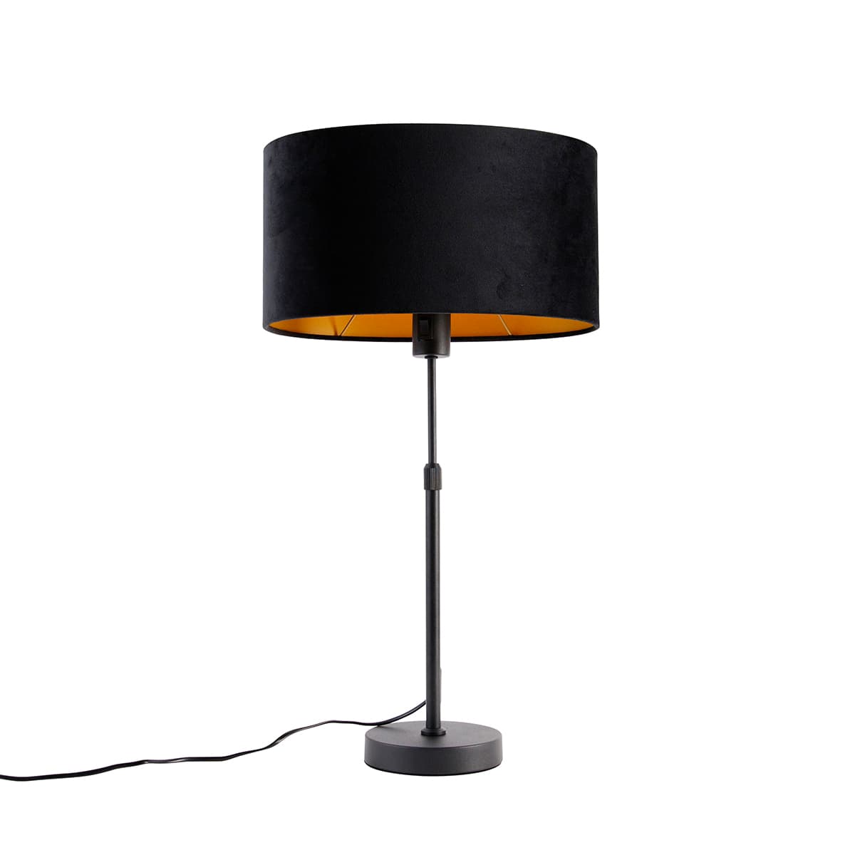 Stolová lampa čierna s oválnym zamatovým tienidlom čiernym 35 cm - Parte