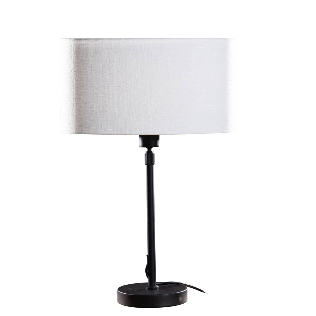 Stolová lampa čierna s oválnym ľanovým tienidlom bielym 35 cm - Parte 1