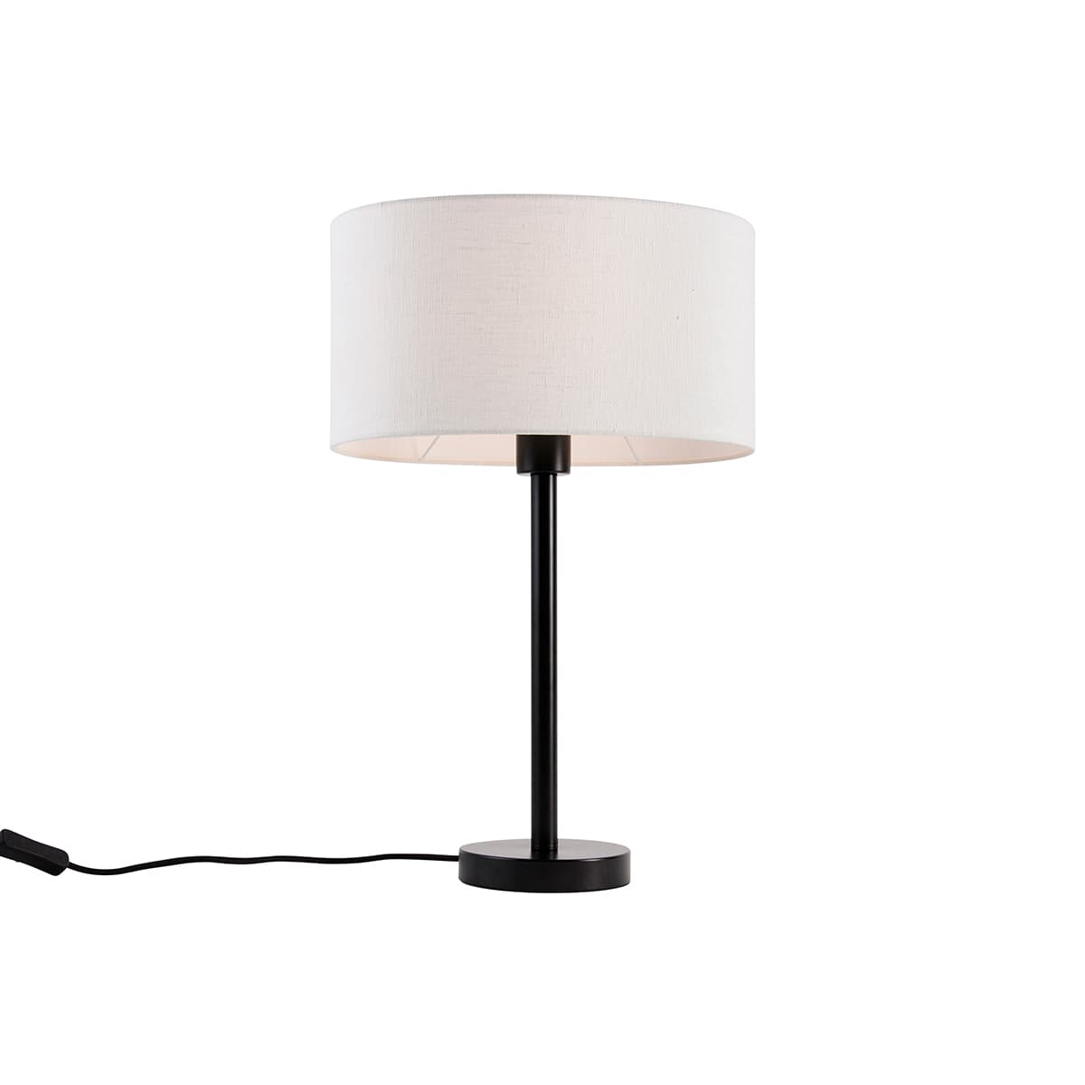 Stolná lampa čierna s oválnym ľanovým tienidlom biela 35cm - Simplo 1