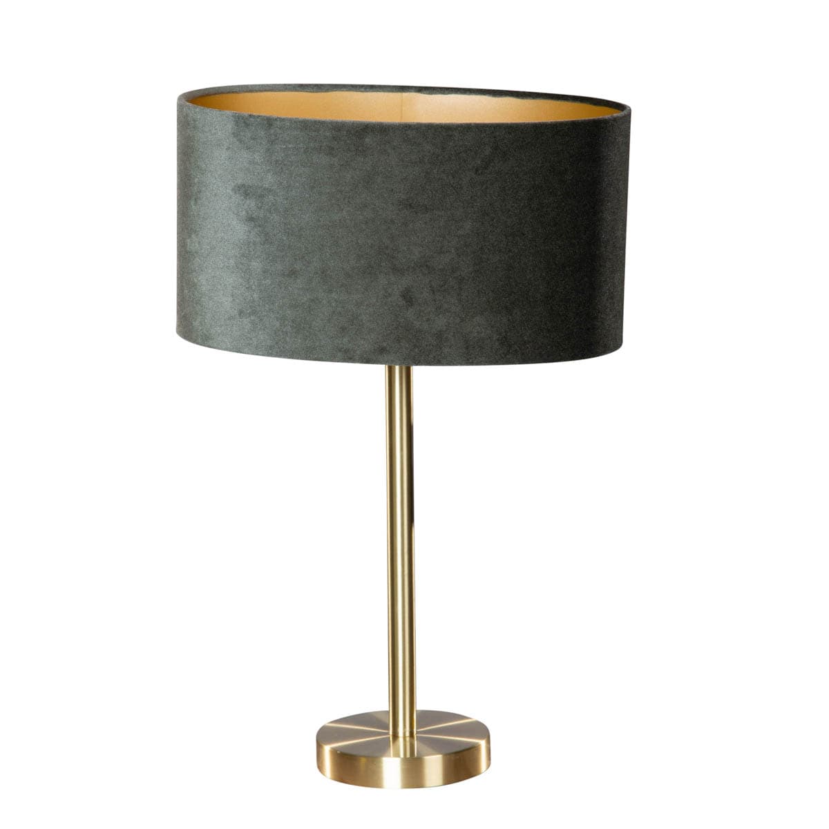 Stolová lampa mosadz s oválnym zamatovým tienidlom zelená 35 cm - Simplo