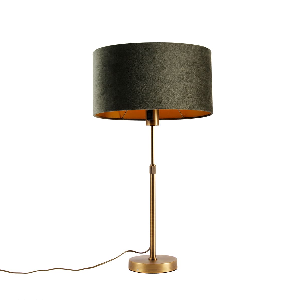 Stolná lampa bronzová s oválnym zamatovým tienidlom zelená 35cm - Parte 1