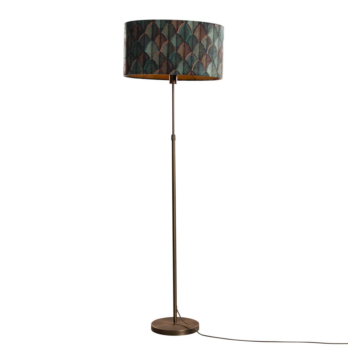 Stojacia lampa bronzová s oválnym zamatovým tienidlom s dizajnom listov 50 cm - Parte 1