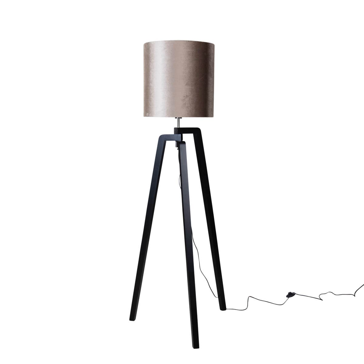Stojacia lampa čierna s tienidlom z hnedej zamatovej látky 50 cm - Puros 1