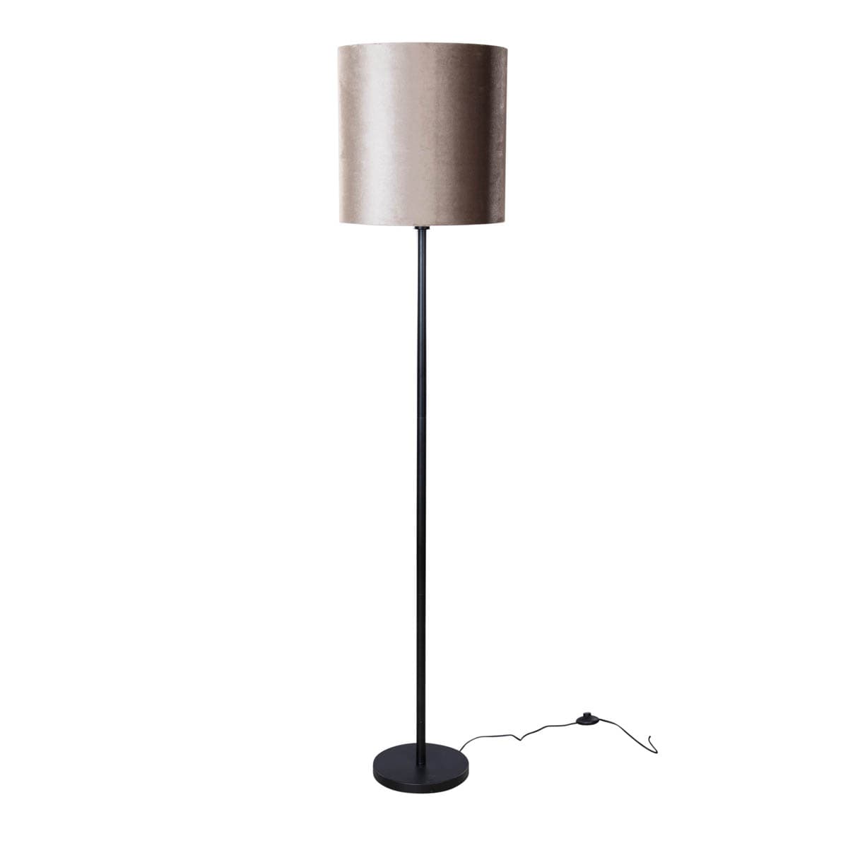 Stojacia lampa čierna s tienidlom z taupe zamatu 50 cm - Simplo 1