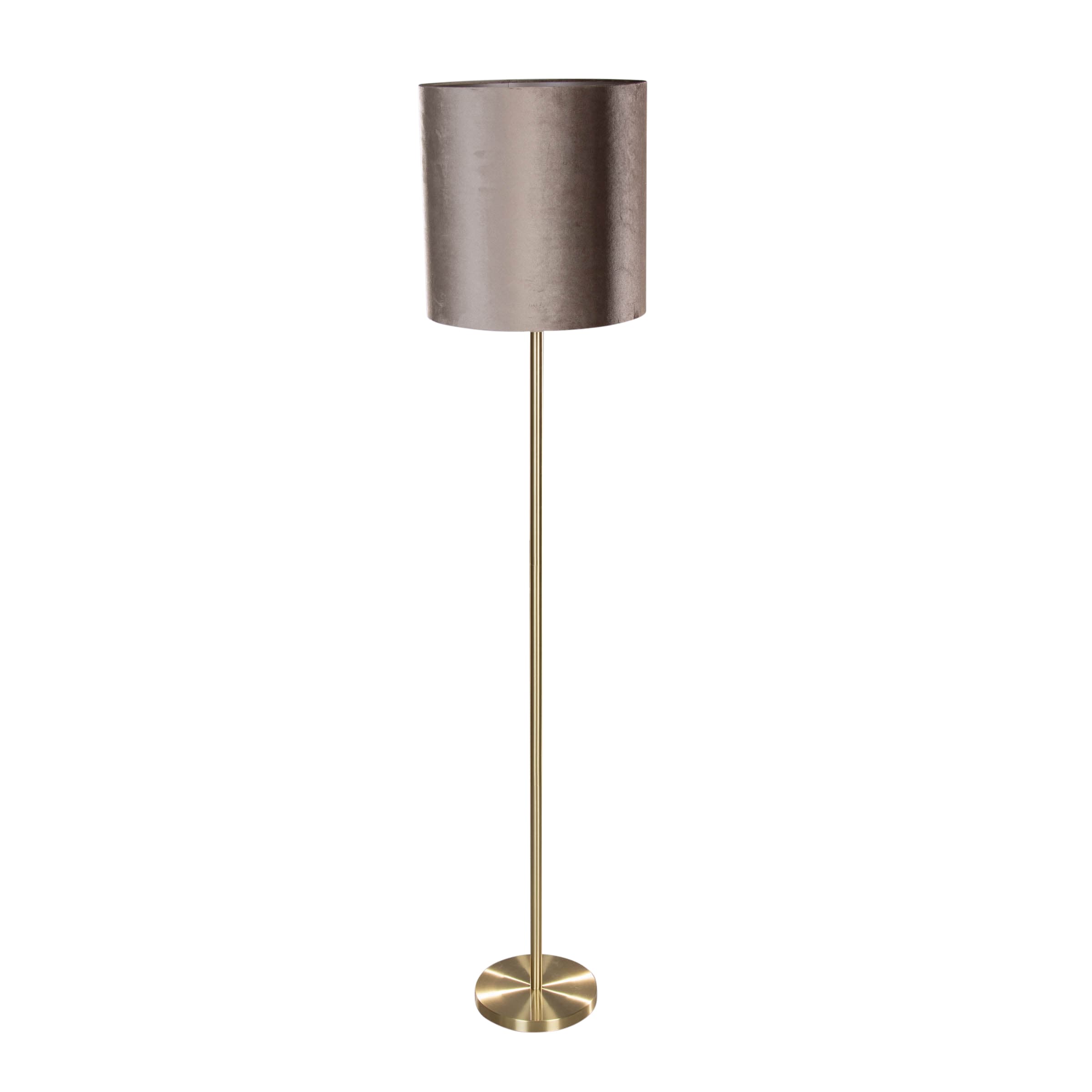 Stojacia lampa mosadzná so zamatovým tienidlom sivohnedá 50cm - Simplo