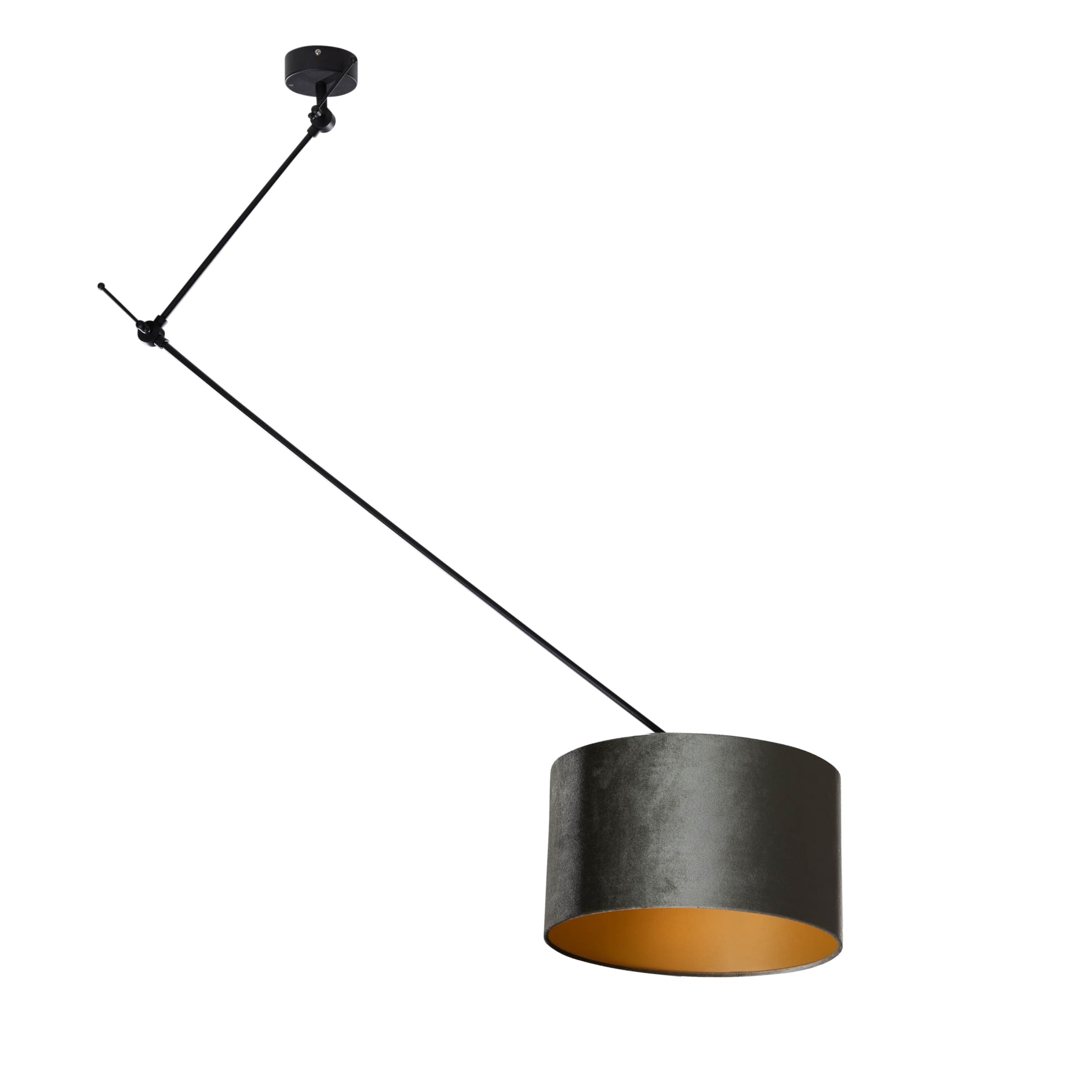 Závesná lampa čierna so zamatovým tienidlom zelená 35cm - Blitz 1