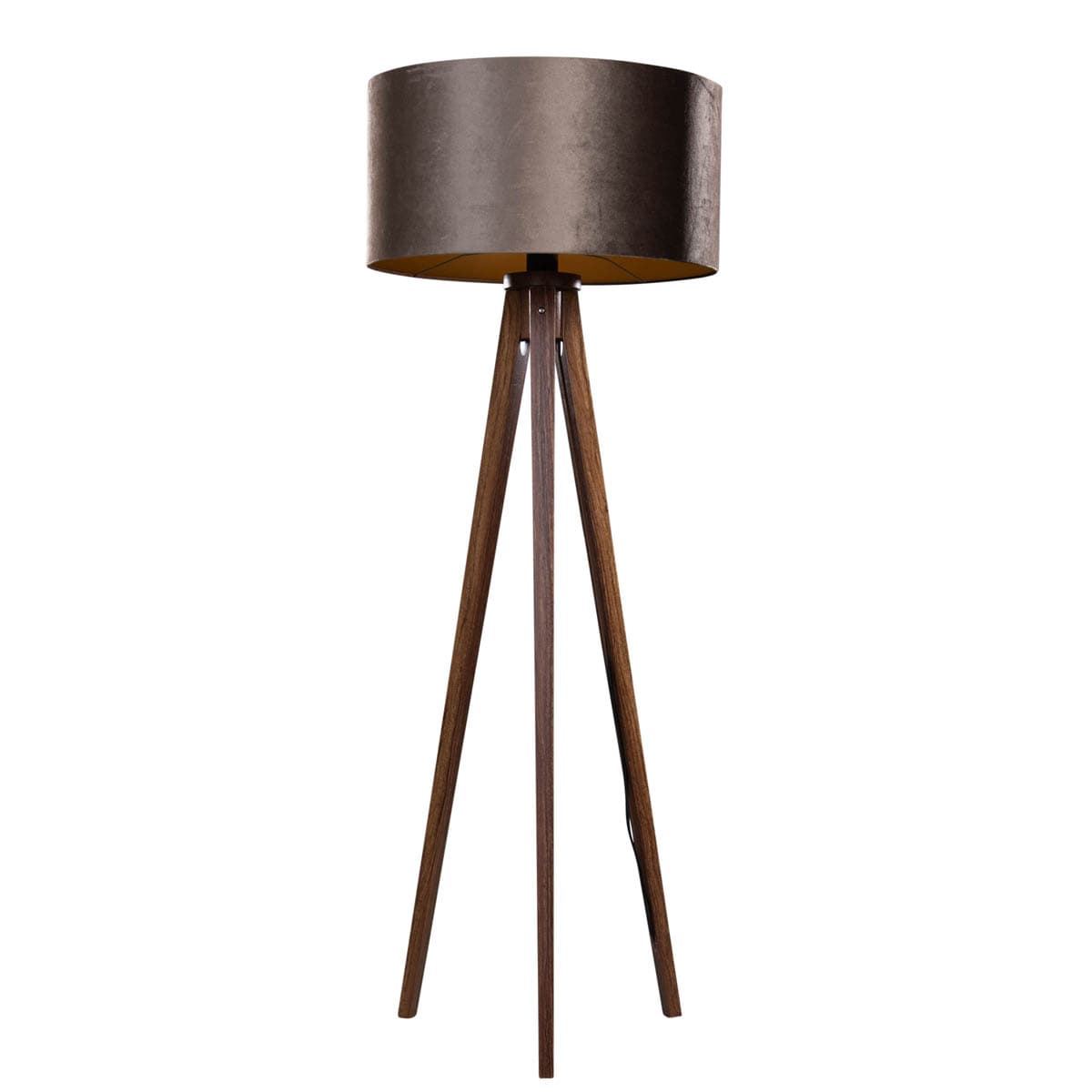 Stojacia lampa na troch nohách z orechového dreva s hnedým zamatovým tienidlom 50 cm - Tripod Classic 1