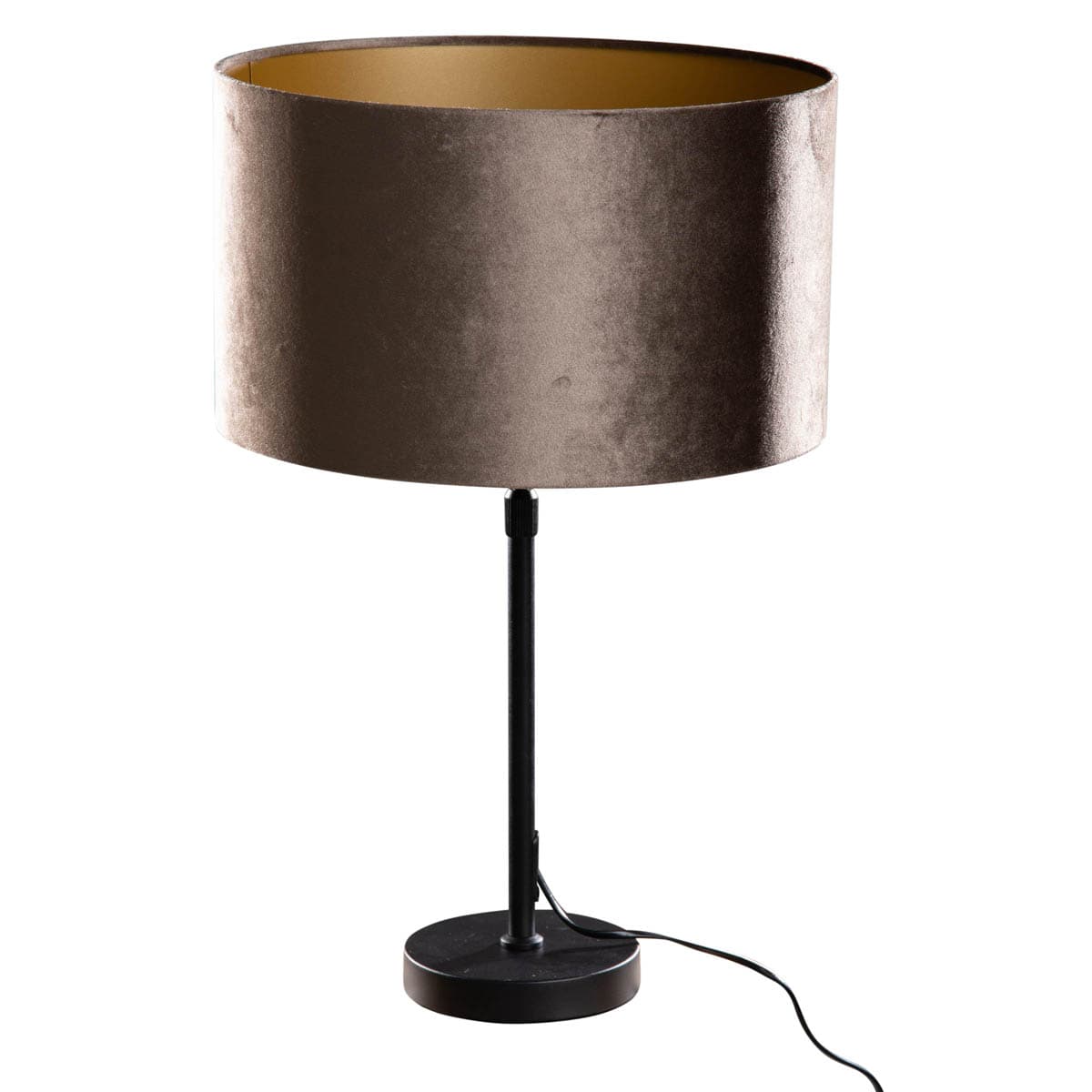 Stolná lampa čierna so zamatovým tienidlom hnedá 35cm - Parte