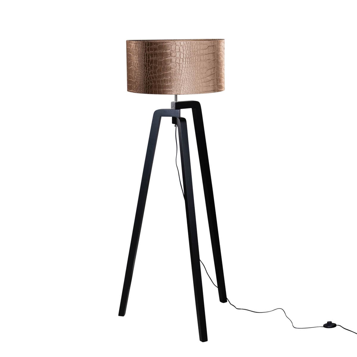 Stojacia lampa čierna s zamatovým tienidlom krokodíl 50 cm - Puros 1