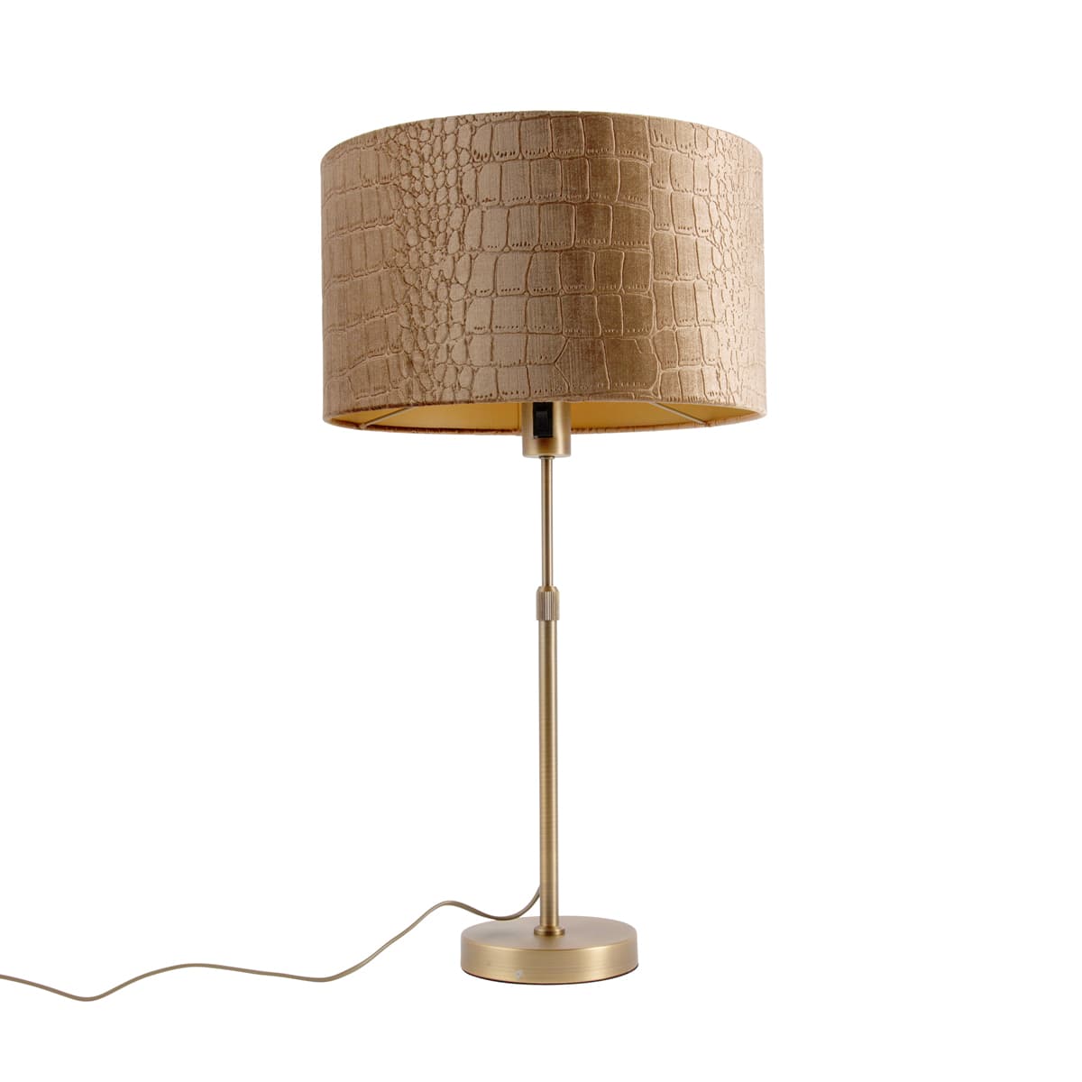 Stolná lampa bronzová so zamatovým tienidlom krokodíl 35cm - Parte