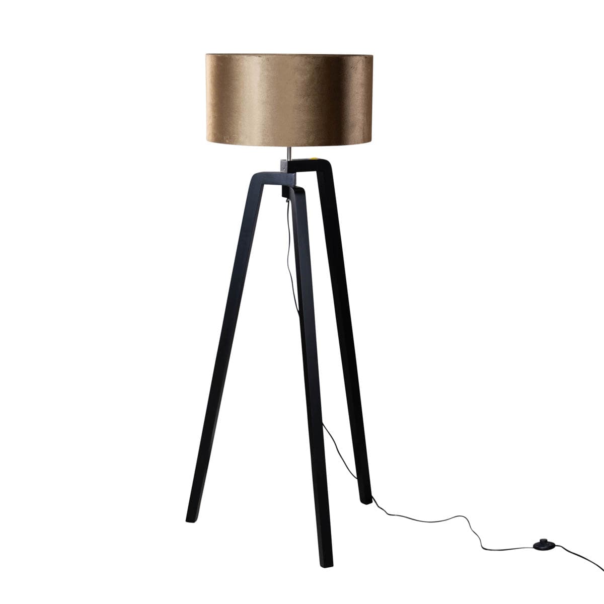 Stojacia lampa čierna s velúrovým tienidlom bronz 50 cm - Puros 1