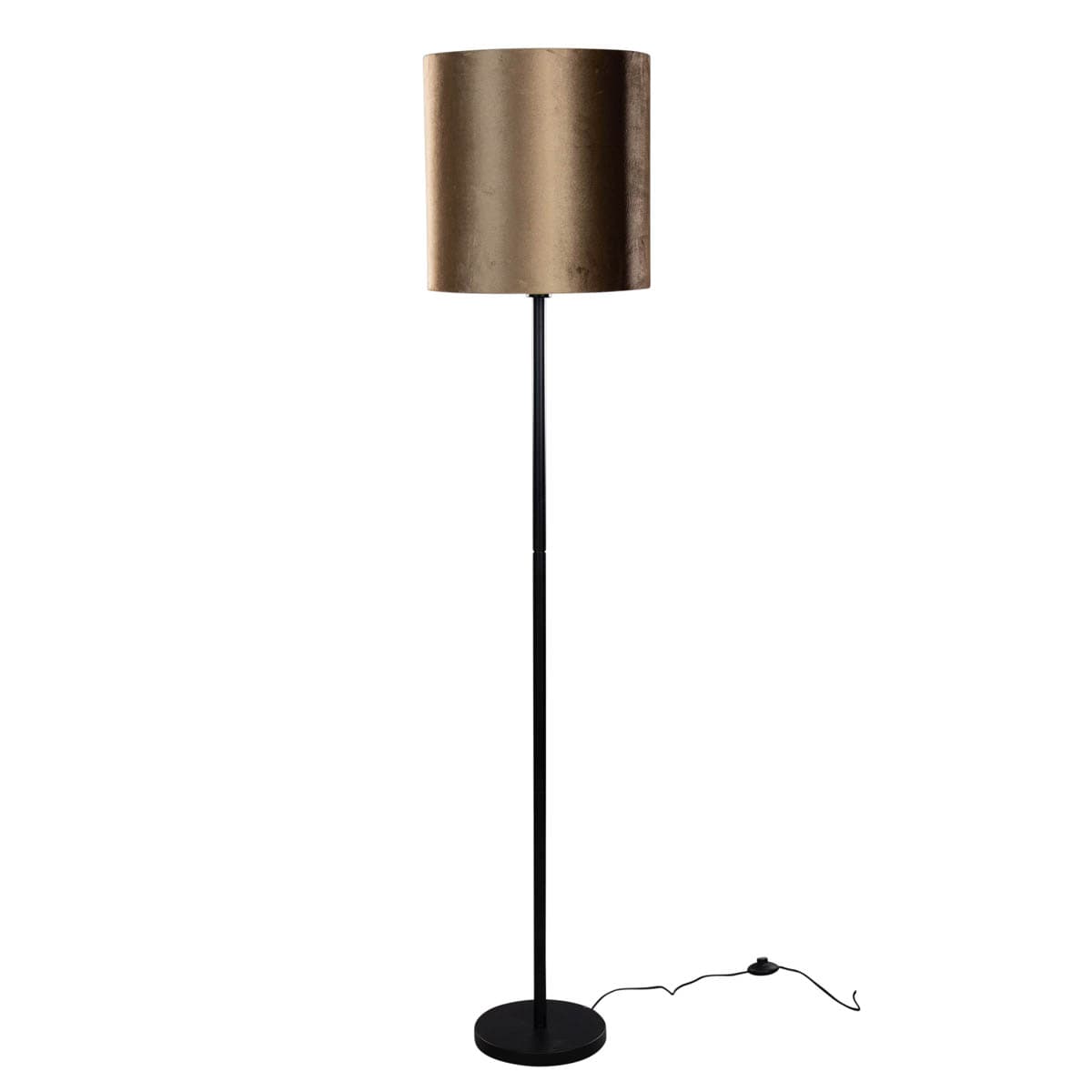 Stojacia lampa čierna s plyšovým tienidlom bronz 40 cm - Simplo 1