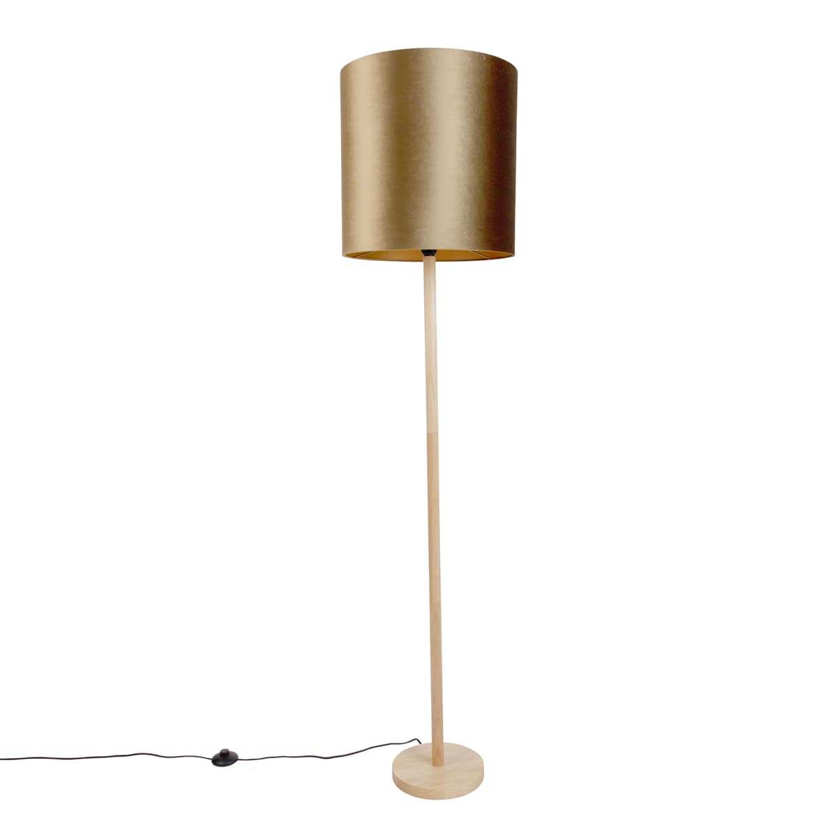 Drevená stojaca lampa s bronzovým zamatovým tienidlom 40 cm - Mels