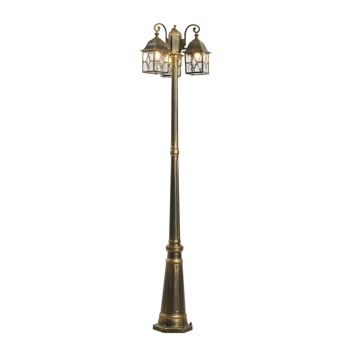 Klasická vonkajšia lampa antické zlato s čírym sklom 198 cm IP44 - London