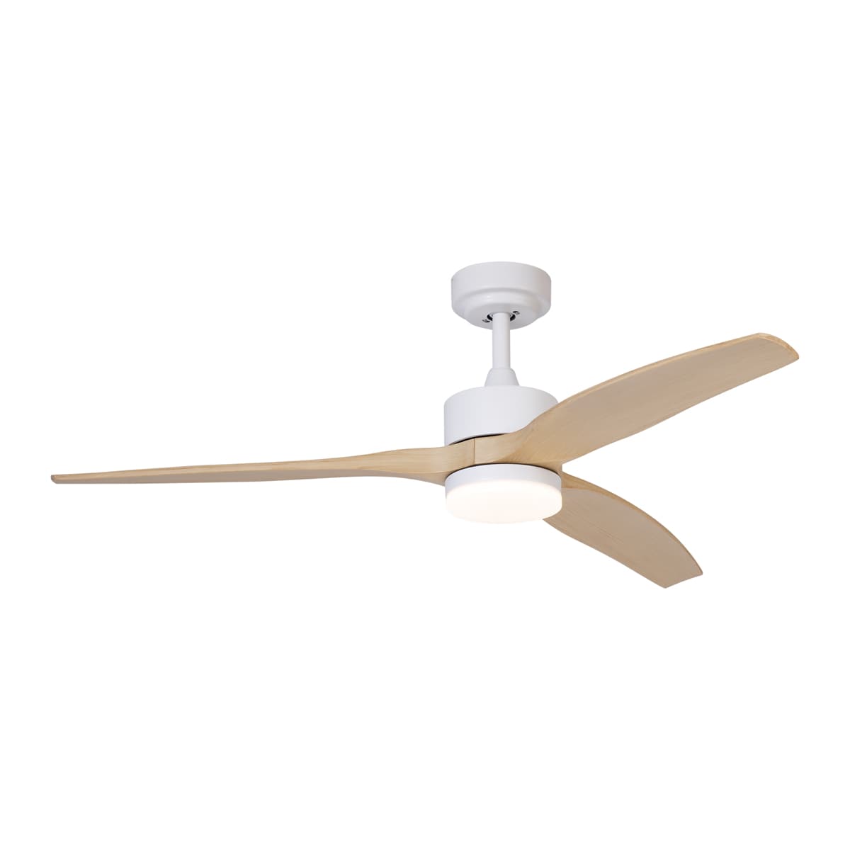 Stropný ventilátor biely s drevenou potlačou 132 cm vrátane LED stmievateľného s diaľkovým ovládaním - Joly