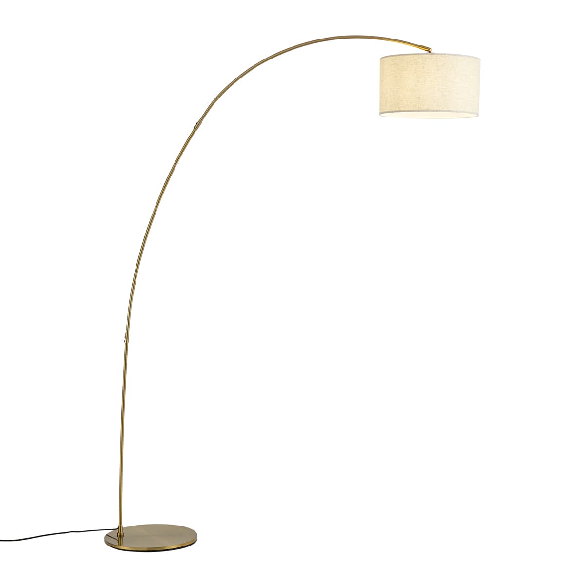 Moderná oblúková lampa mosadzná s béžovým tienidlom - Vinossa