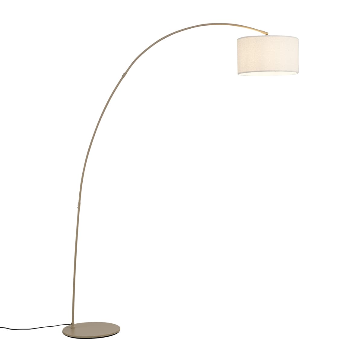 Moderná oblúková lampa béžová s teddy tienidlom - Vinossa 1