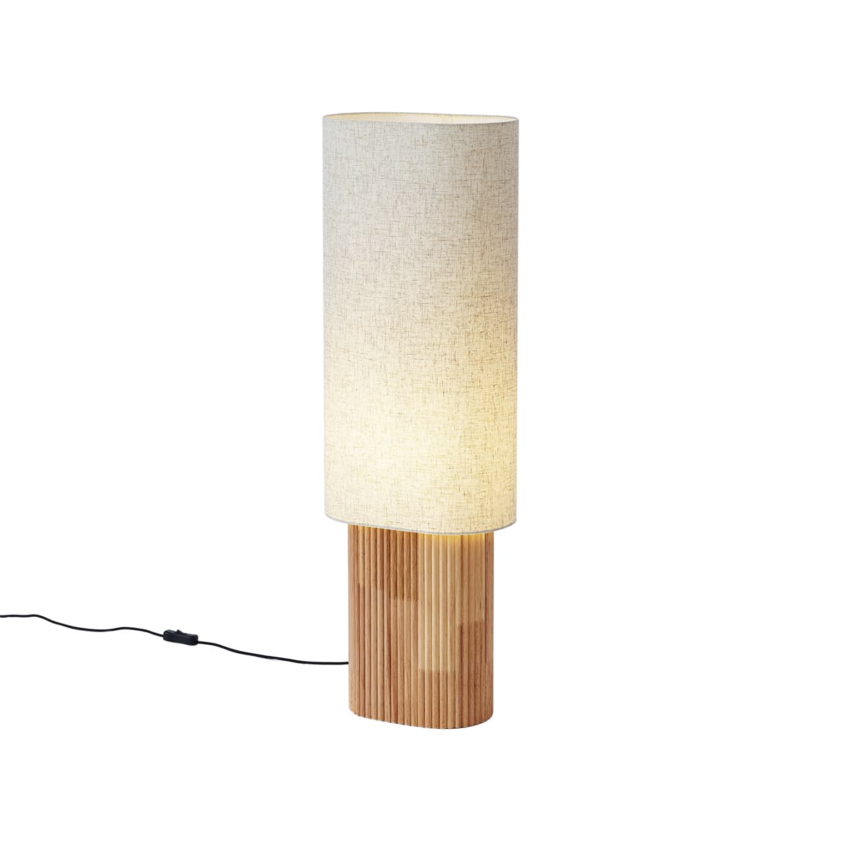 Japandi stojacia lampa drevená s ľanovým tienidlom 90 cm - Lamel