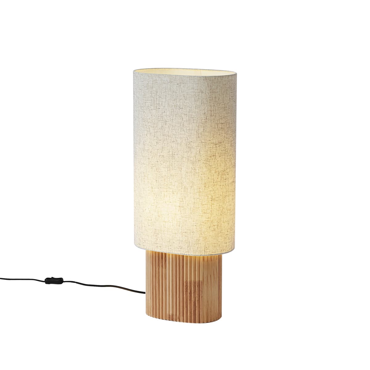 Japandi stojacia lampa drevená s ľanovým tienidlom 70 cm - Lamel