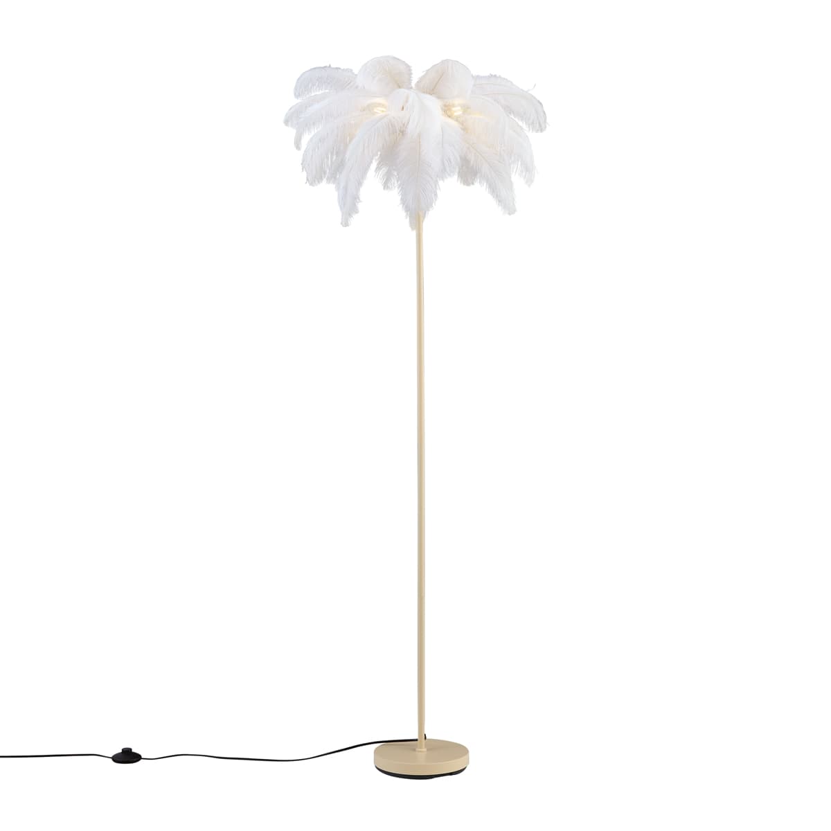 Art Deco stojacia lampa béžová s bielymi perami - Peahen 1