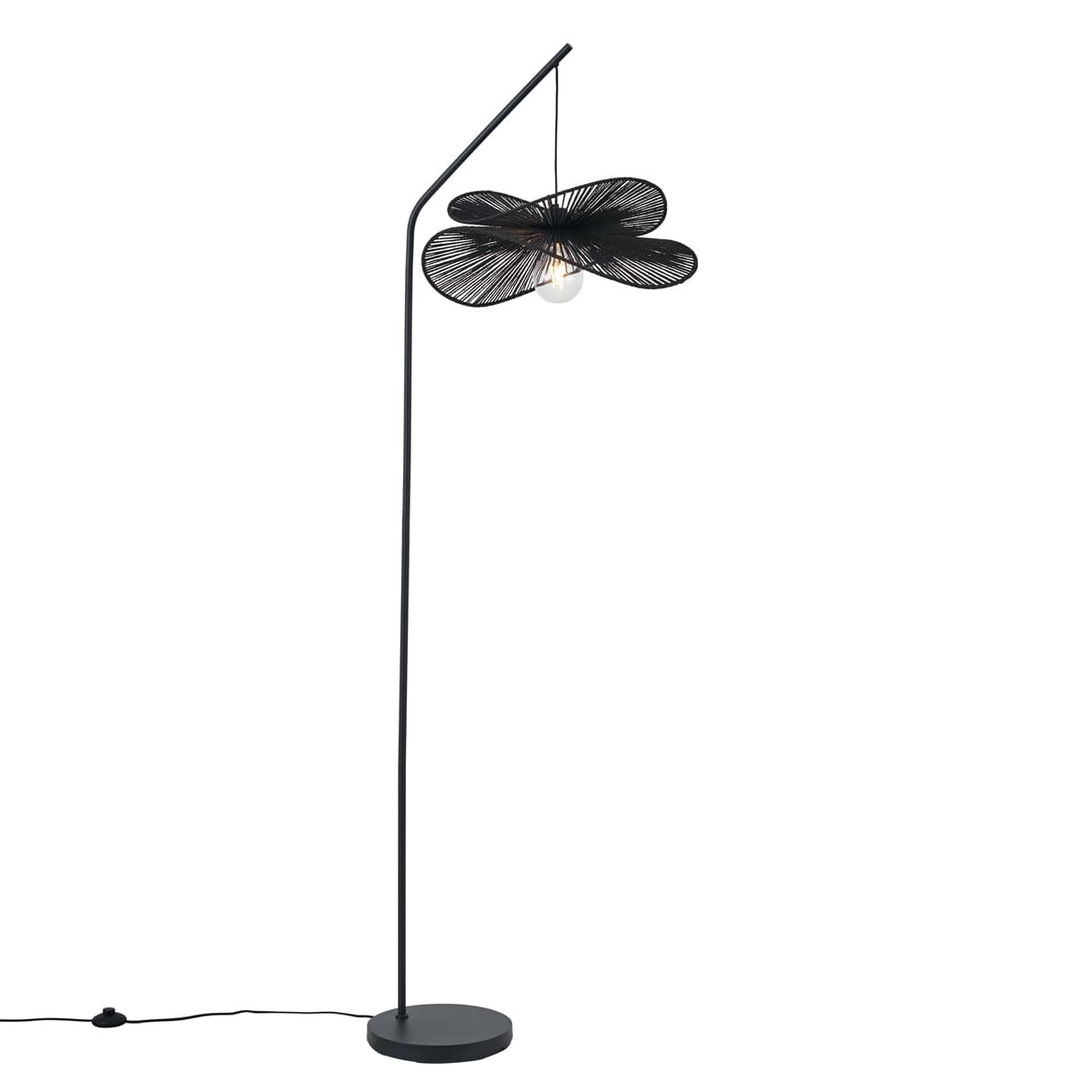 Art Deco stojacia lampa čierna s čiernym tienidlom - Nest