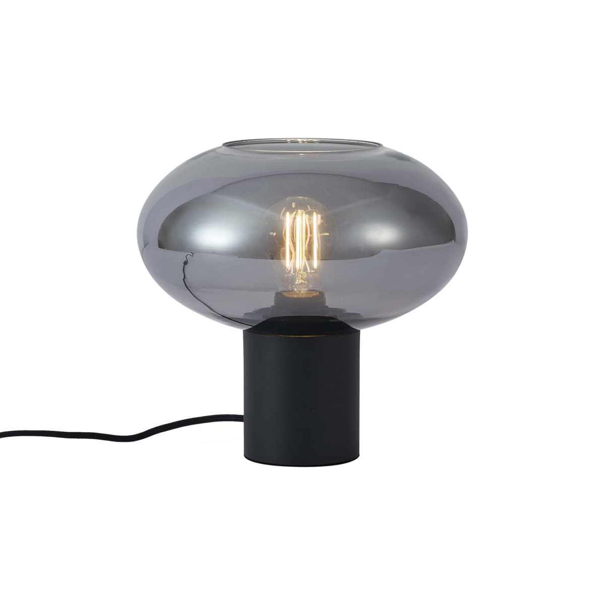 Dizajnová stolná lampa čierna s dymovým sklom - Umbrella 1