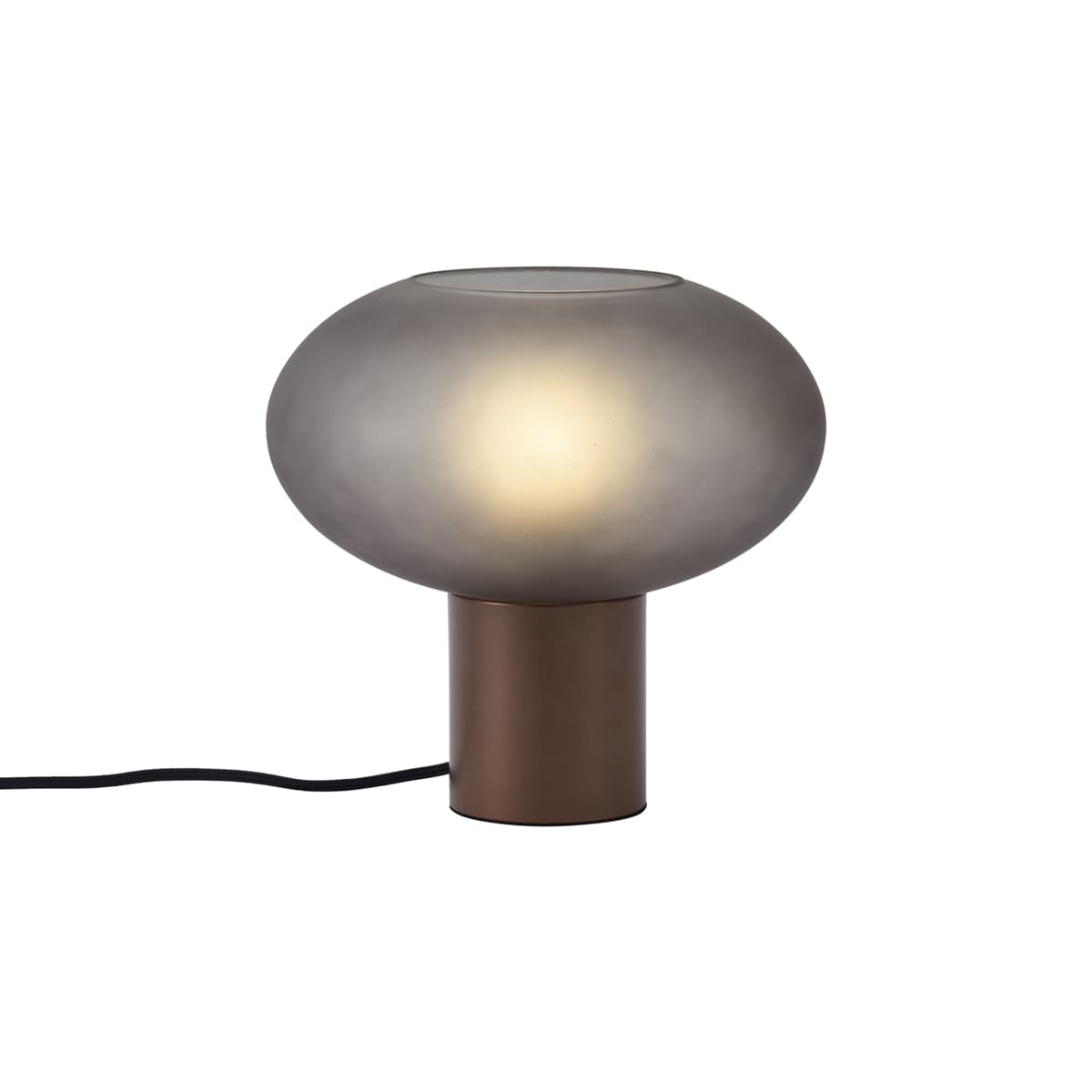 Dizajnová stolná lampa bronzová s matným sivým sklom - Umbrella 1
