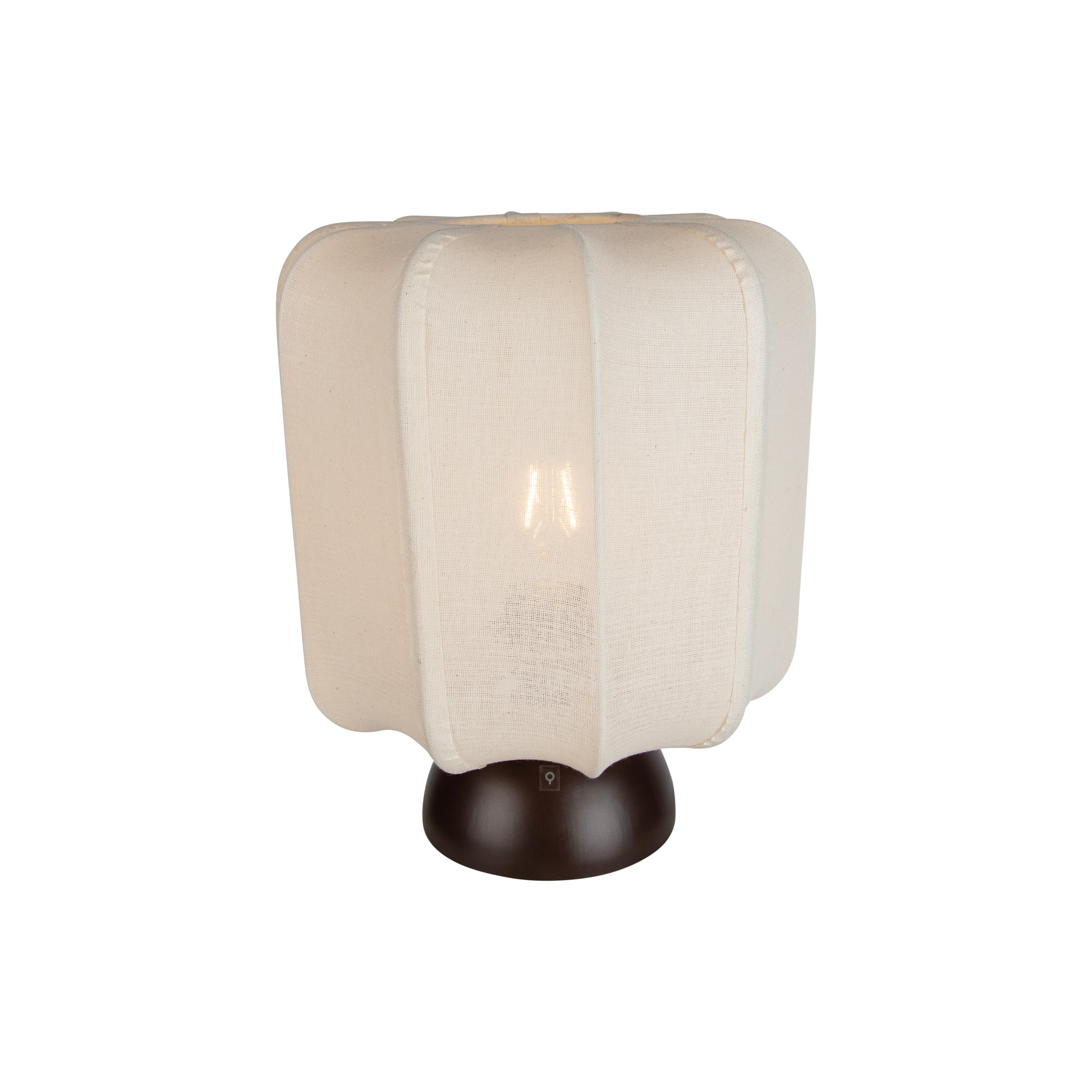 Japandi stolná lampa tmavý bronz s béžovým tienidlom - Nori 1