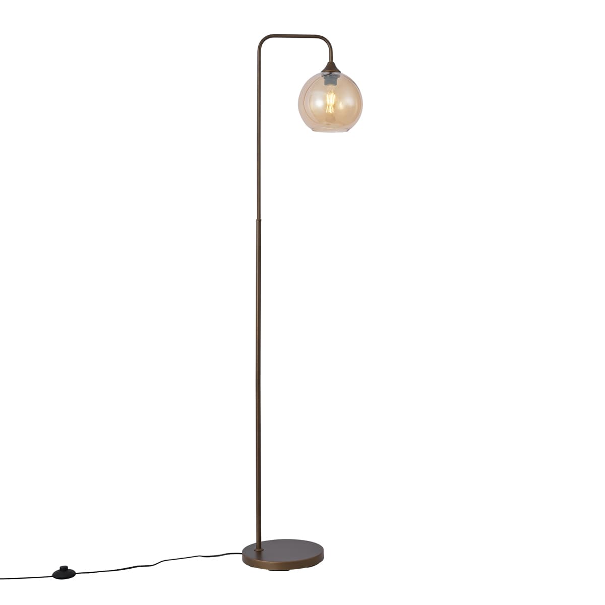Stojacia lampa Art Deco tmavý bronz s jantárovým sklom - Sandra