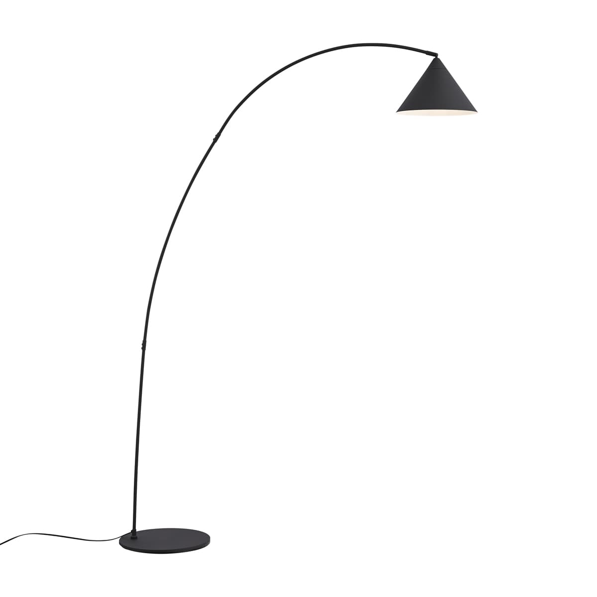 Retro stojaca lampa čierna s bielym interiérom - Triangolo