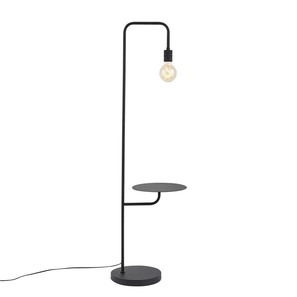 Moderná stojaca lampa čierna s okrúhlym stolíkom - Ostrich 1