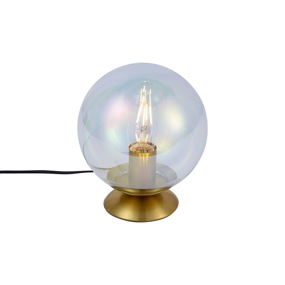 Stolná lampa Art Deco mosadzná s dymovým dúhovým sklom - Pallon