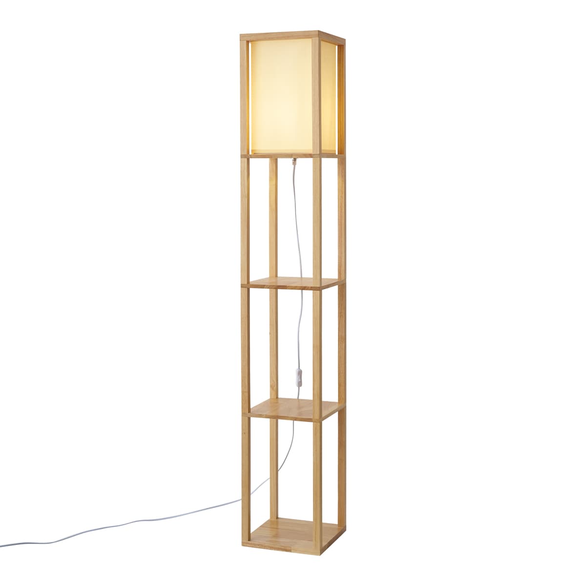 Moderná stojacia lampa drevená s béžovým tienidlom - Stojan