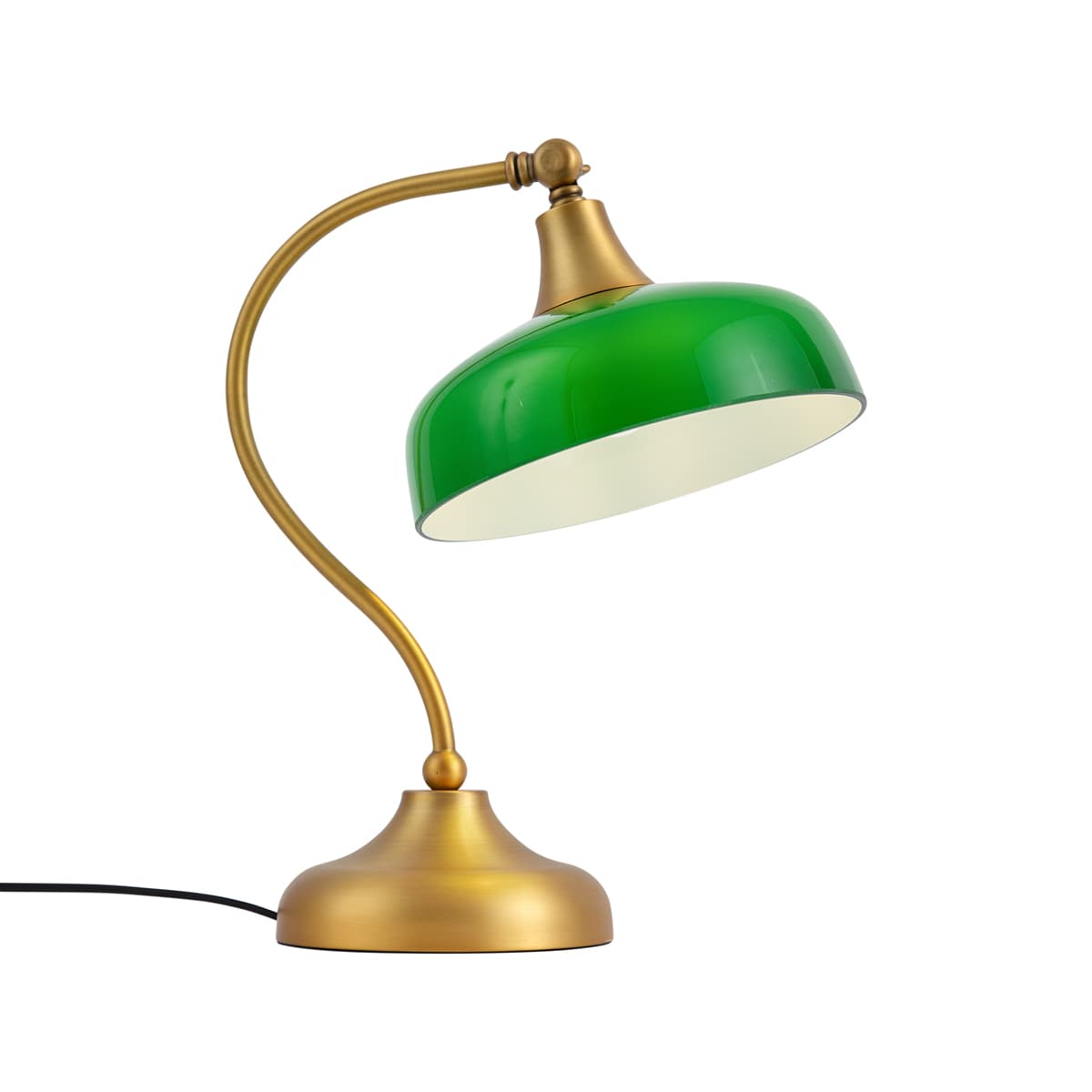 Klasická stolná lampa bronzová so zeleným opálovým sklom - Clerk 1