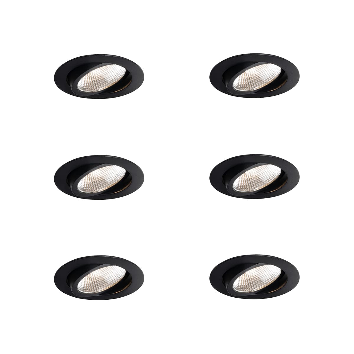Sada 6 zapustených bodových svetiel čierna 9,5 cm vrátane LED 1300 lm stmievateľné IP23 - Gaius