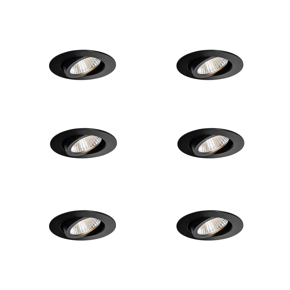 Sada 6 zapustených bodových svetiel čierna 6,8 cm vrátane LED 750 lm stmievateľné IP65 - Gaius