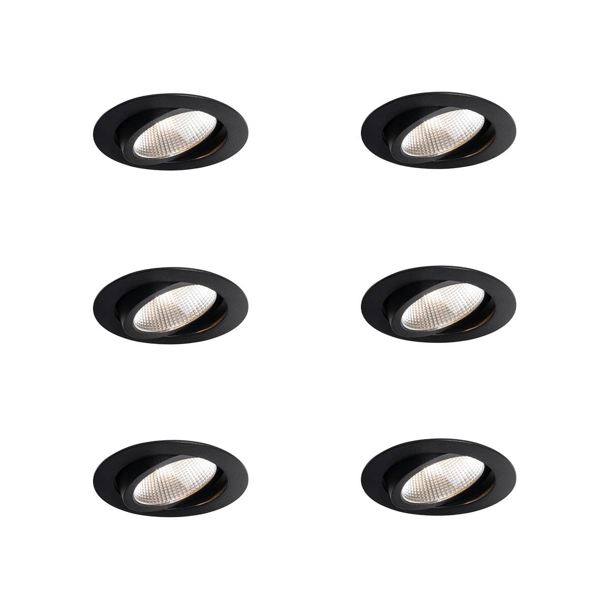 Sada 6 zapustených bodových svetiel čierna 9,5 cm vrátane LED 1300 lm stmievateľné IP65 - Gaius