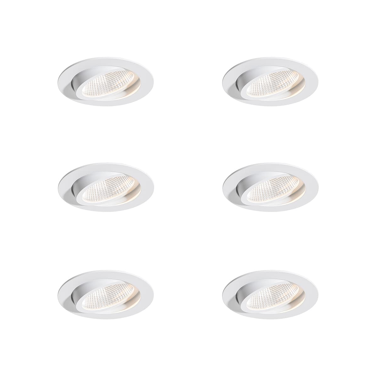 Sada 6 zapustených bodových svetiel biela 9,5 cm vrátane LED 1300 lm stmievateľné IP65 - Gaius