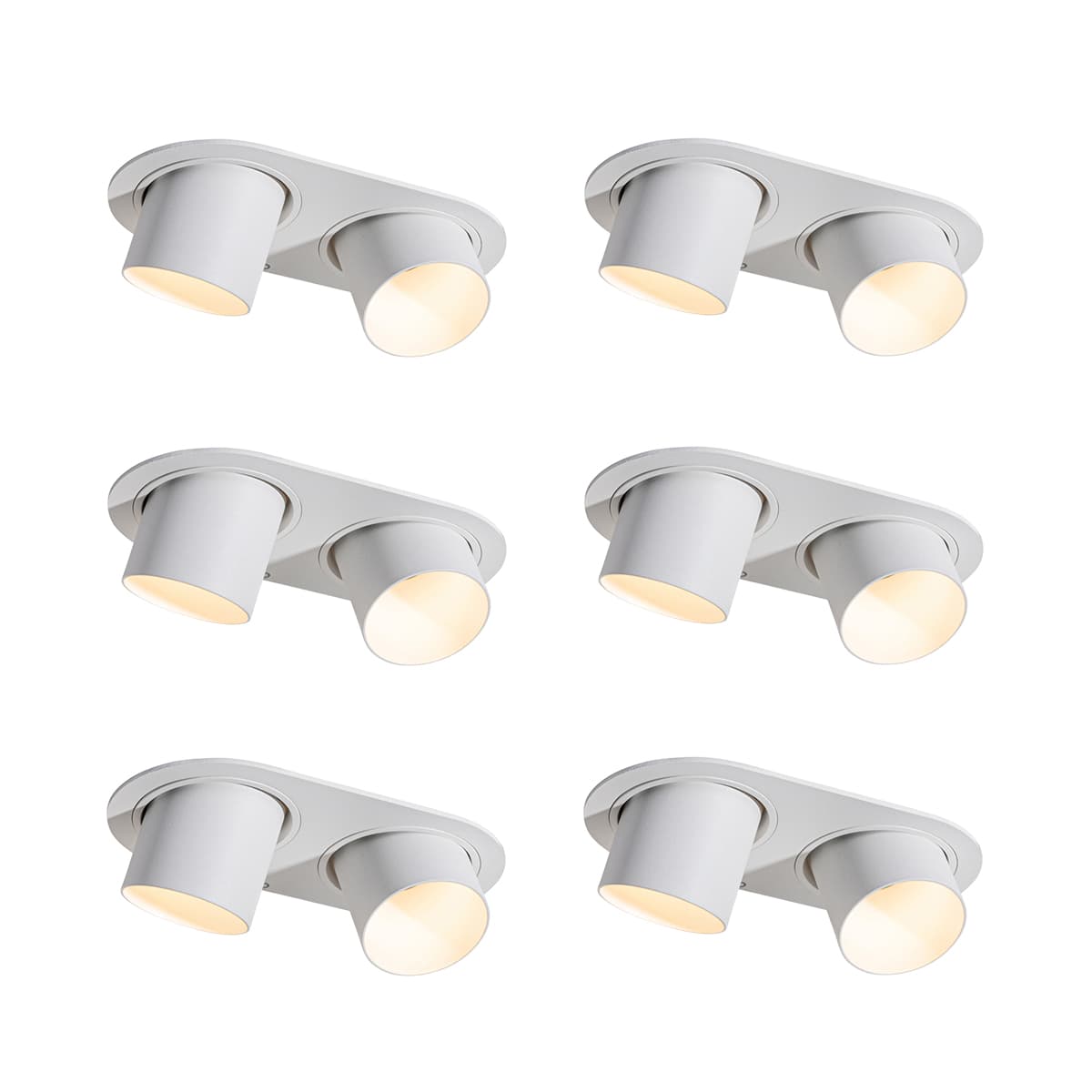Sada 6 zapustených bodových svetiel biela GU10 50mm 2-svetlá - Installa 1