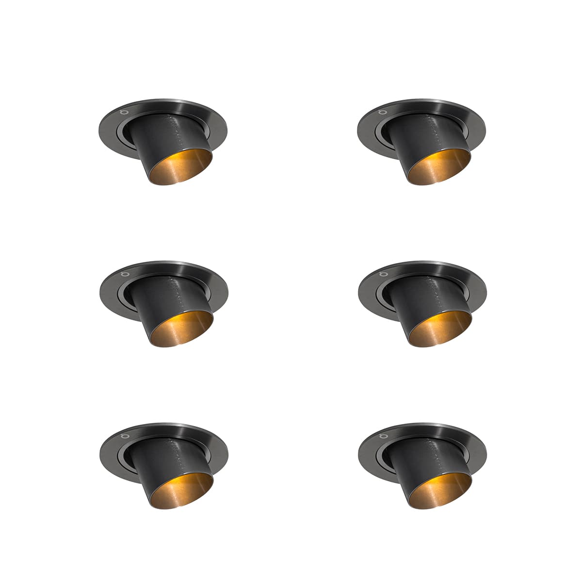 Sada 6 zapustených bodových svetiel Gunmetal GU10 35 mm okrúhle, naklápacie - Installa 1
