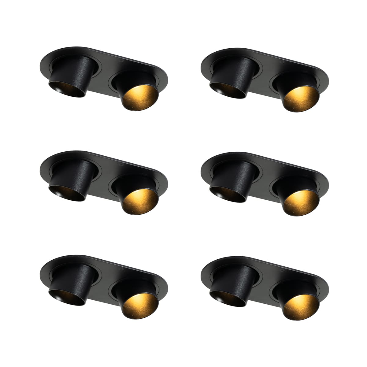 Sada 6 zapustených bodových svetiel čierna GU10 35 mm naklápateľné 2-svetlá - Installa 1