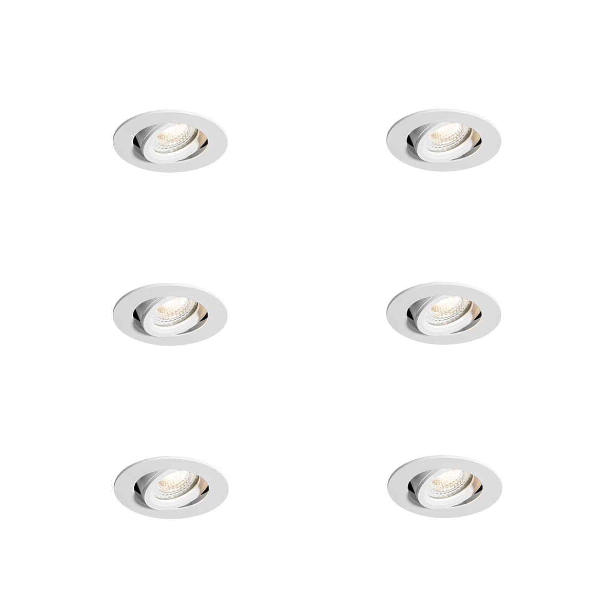 Sada 6 zapustených bodových svetiel biela naklápacia 6,5 cm vrátane LED IP54 Ultra Slim - Pupil