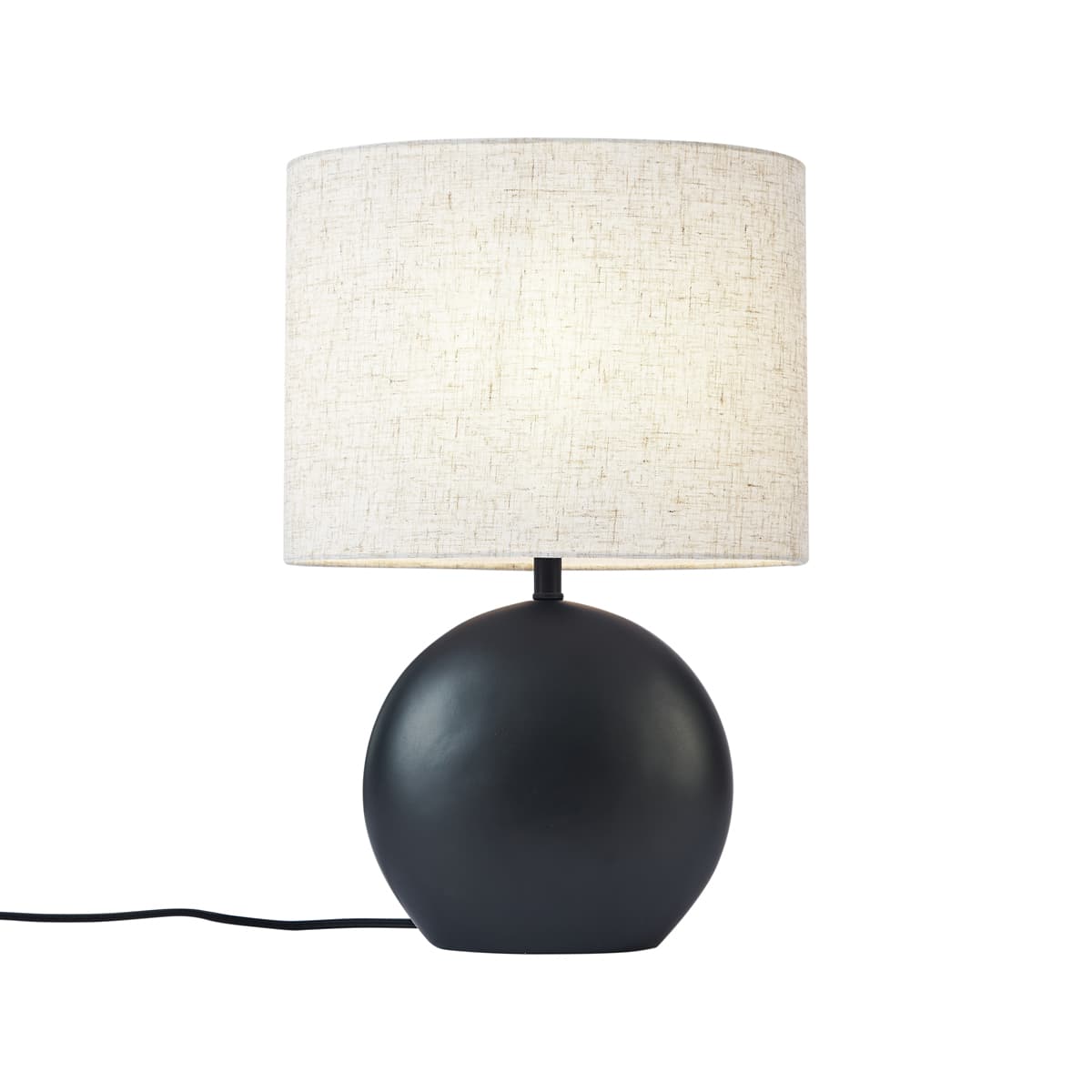 Japandi stolná lampa čierna s ľanovým tienidlom - Timo 1